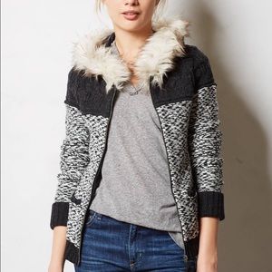 Anthropologie Sleeping On Snow Faux Fur Sweater